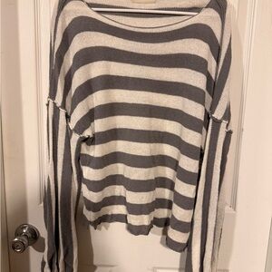 By Together Gray and White Striped Sweatshirt